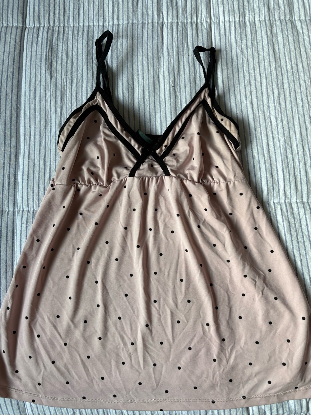 Super Trendy Pink Polka Dot Sleep Cami with Black Trim